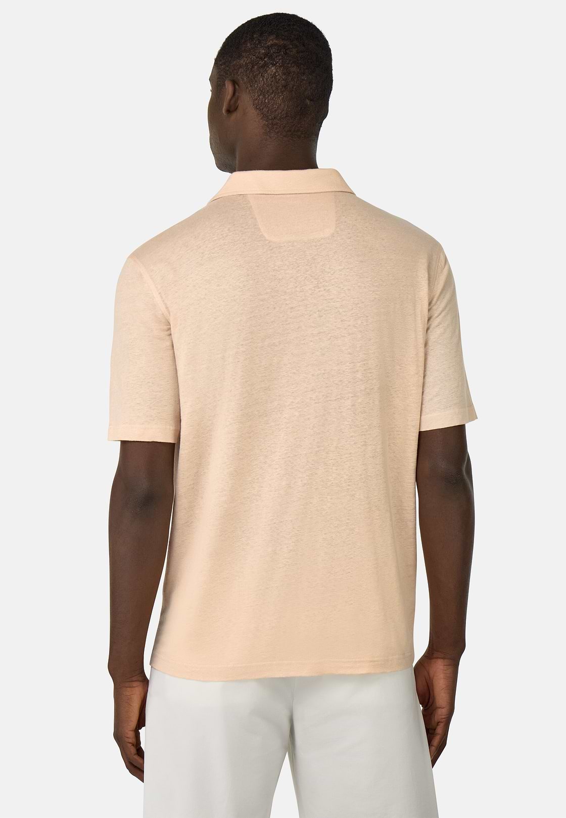 Stretch Linen Jersey Polo Shirt, Pink, hi-res