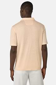 Stretch Linen Jersey Polo Shirt, Pink, hi-res
