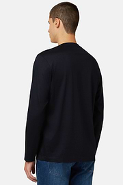 T-shirt À Manches Longues En Jersey De Coton Pima, bleu marine, hi-res