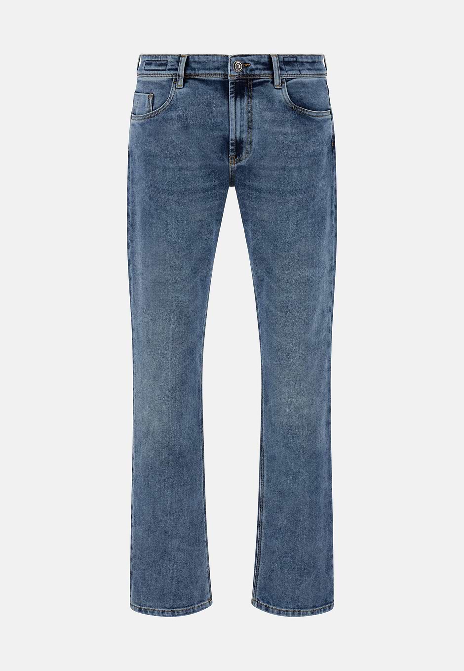 Mittelblaue Jeans Aus Elastischem Denim, Hellblau, hi-res