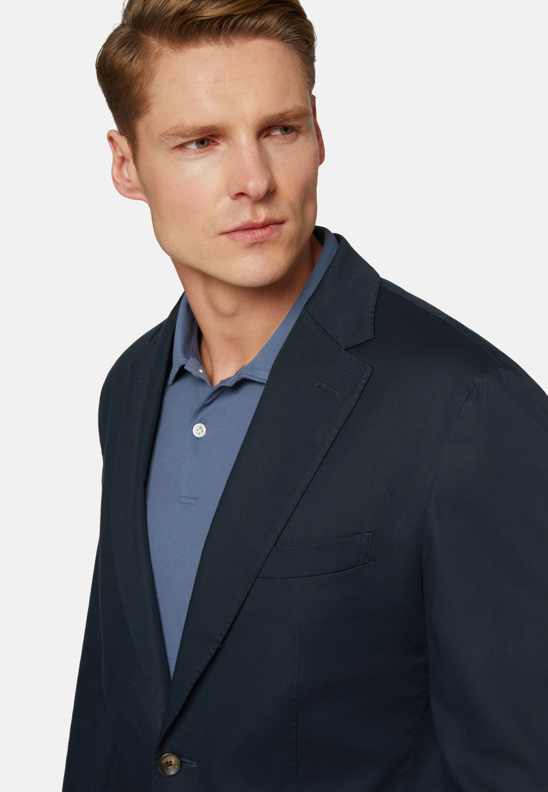 Veste Bleue En Coton Stretch Motif En Diagonale, Bleu, hi-res