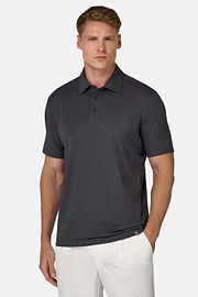 Polo Shirt In Stretch Supima Cotton, Black, hi-res