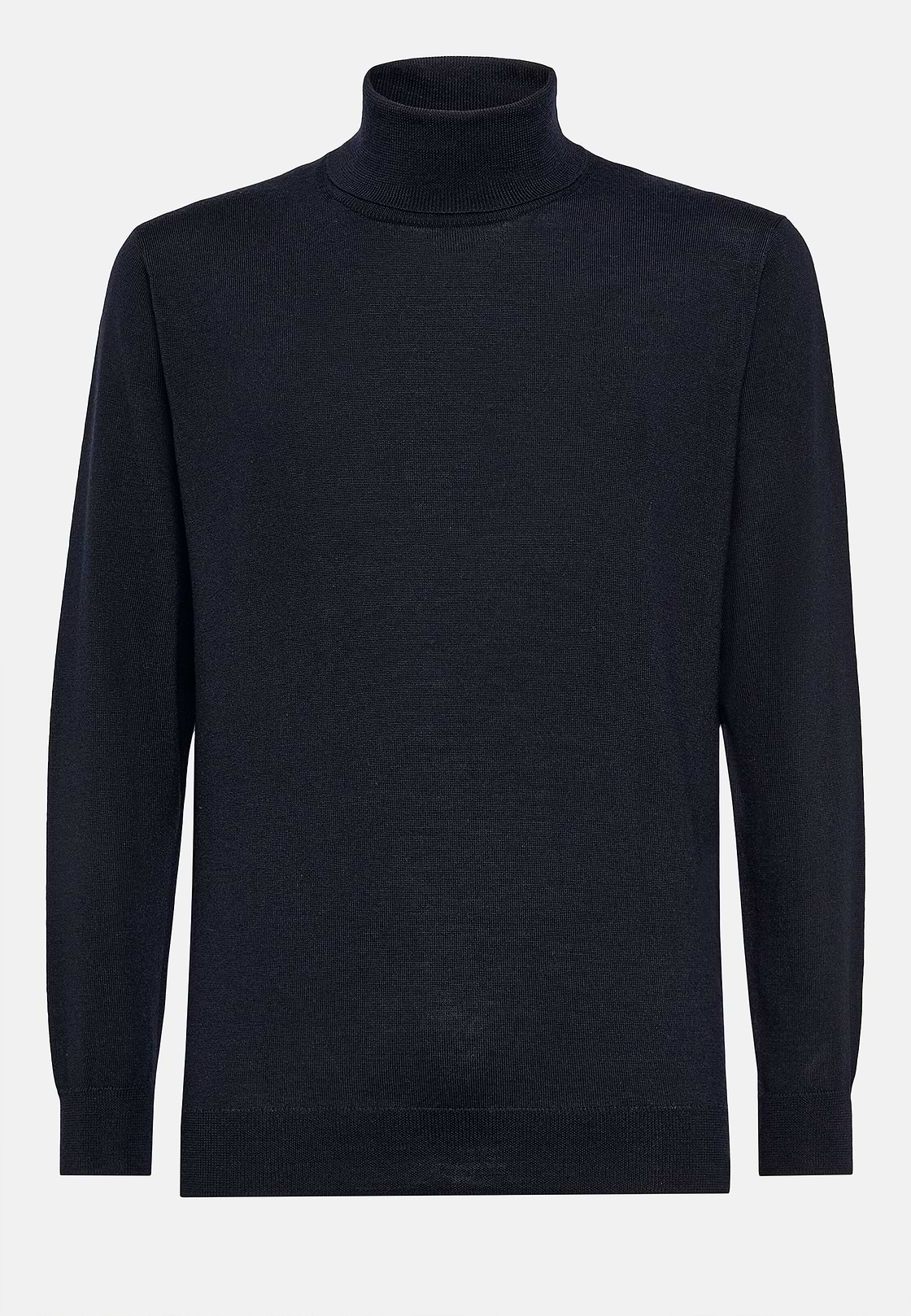 Rollkragenpullover Aus Merinowolle, Navy blau, hi-res