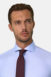 Shirt Houndstooth Cotton Slim Fit, Light Blue, thumb, 3