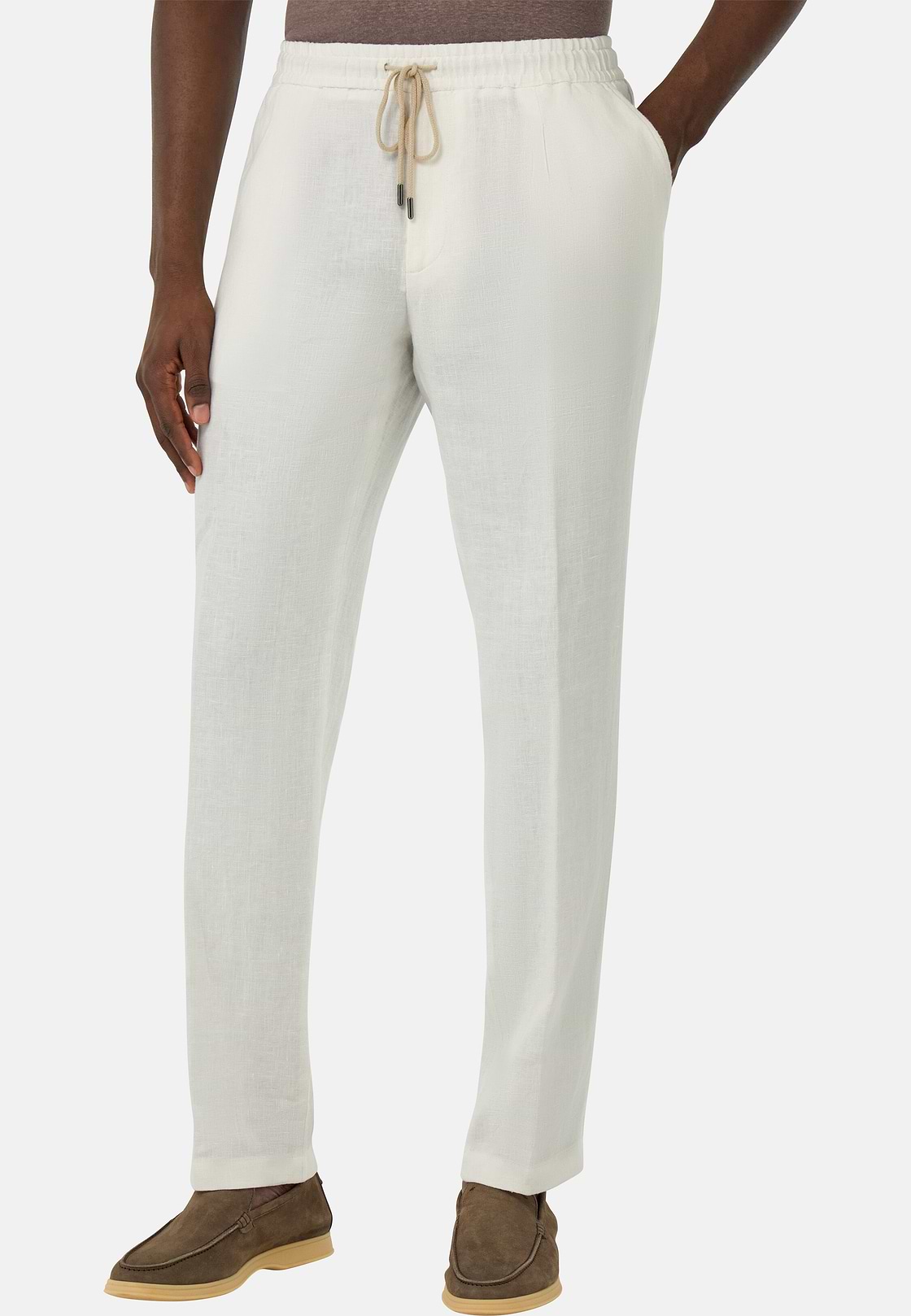 City Linen Trousers, White, hi-res