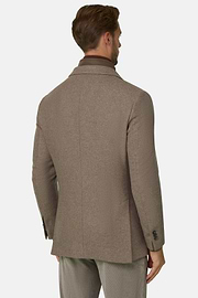 Blazer in Wool Blend with Removable Bib, Taupe, thumb, 3