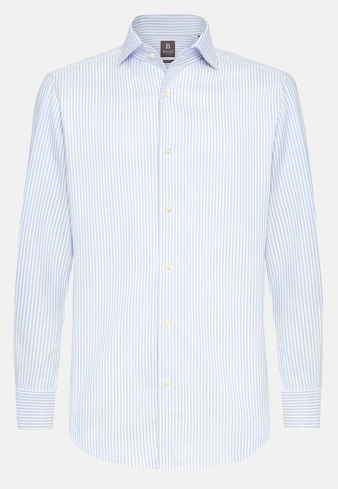 Chemise Rayée En Coton Dobby Regular Fit, Bleu clair, hi-res