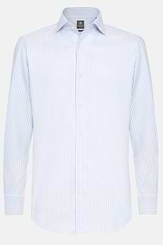 Camicia A Righe In Dobby Di Cotone Regular Fit, Azzurro, hi-res