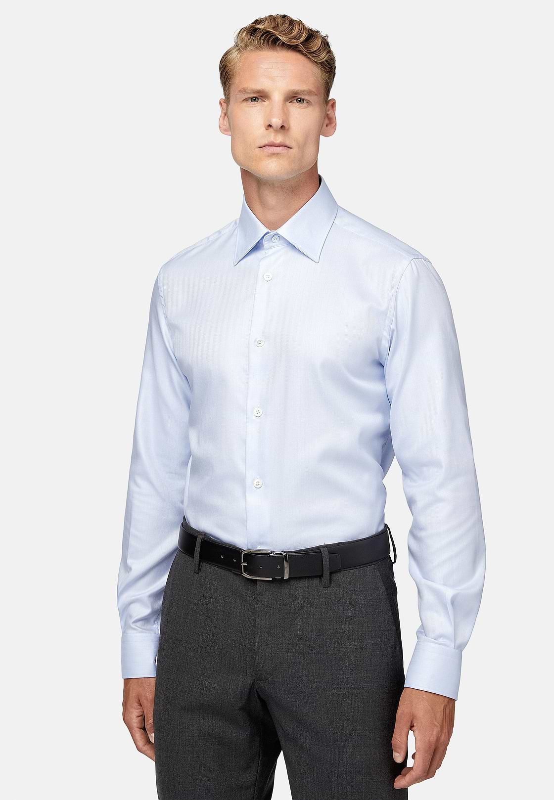 Regular Fit Cotton Twill Shirt, Light Blue, hi-res