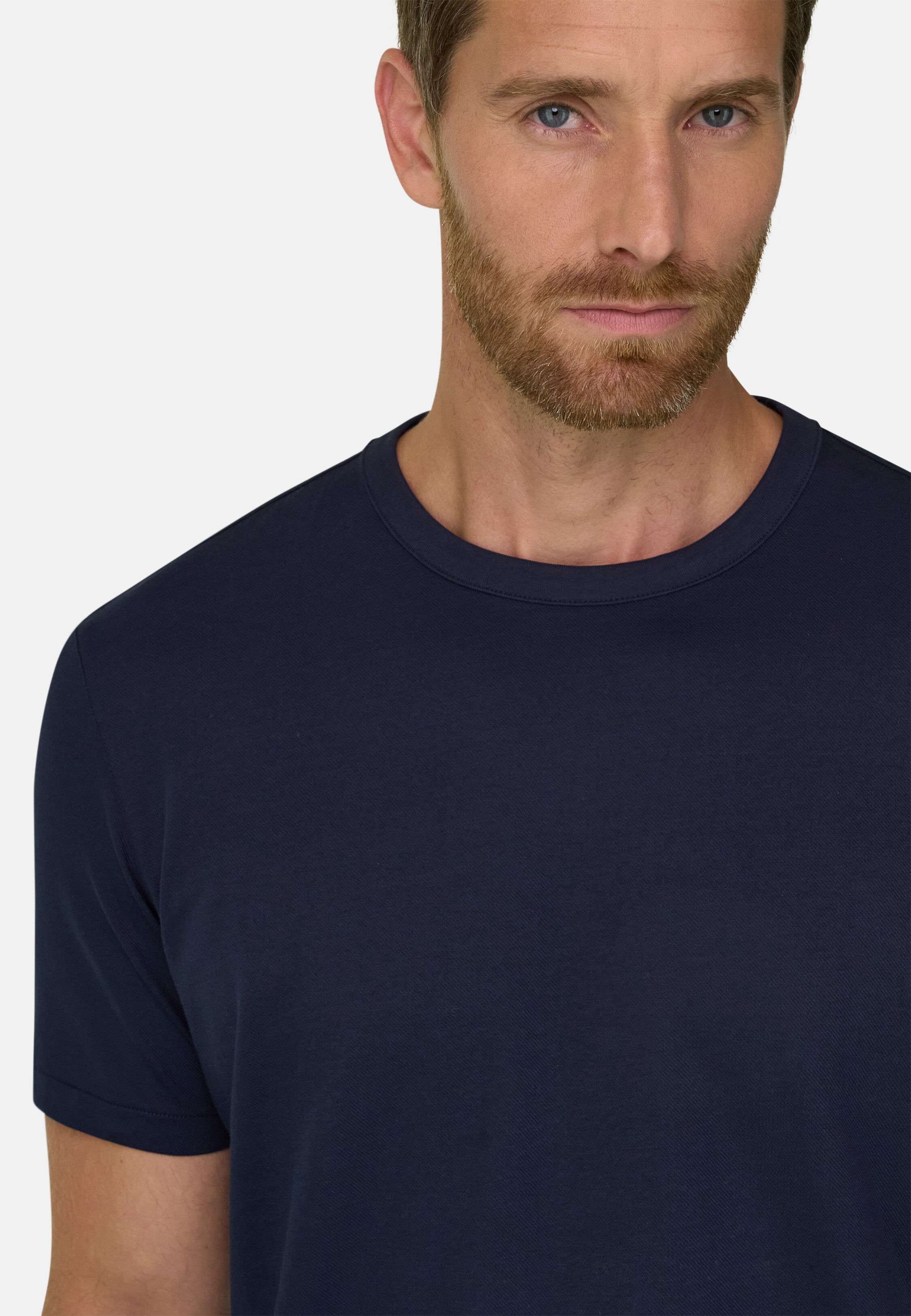 T-Shirt aus diagonalem Baumwoll-Mischgewebe B Tech, Navy blau, hi-res, 3