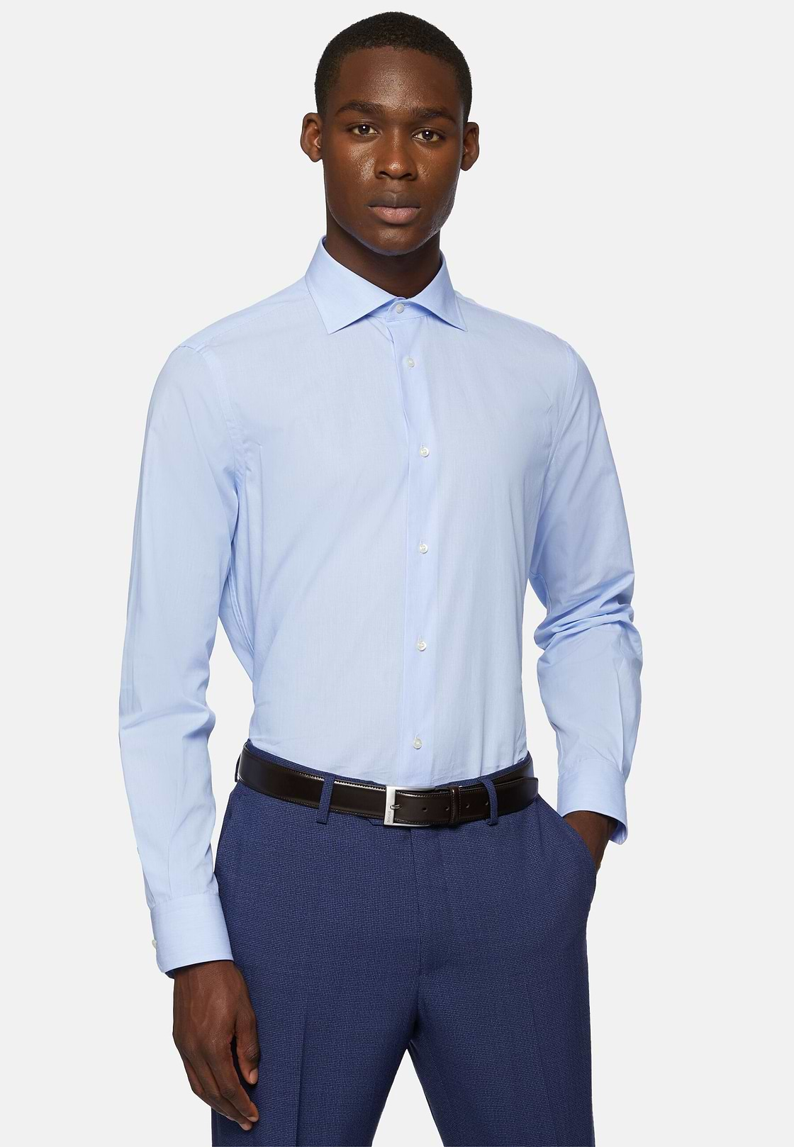 Micro Striped Windsor Collar Shirt Regular Fit, Light Blue, hi-res