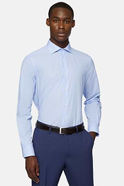 Micro Striped Windsor Collar Shirt Regular Fit, Light Blue, hi-res