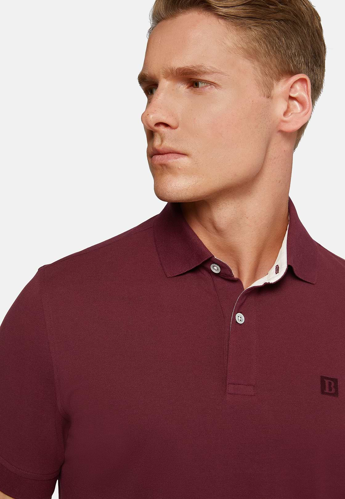 Cotton Piqué Polo Shirt, Burgundy, hi-res