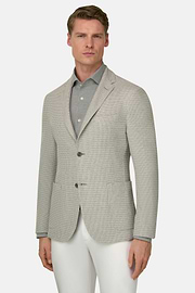 Giacca Micro Struttura In Misto Cotone E Lino B Jersey, Verde Chiaro, thumb, 1
