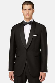 Veste De Smoking Noir En Laine Avec Revers Châle, Noir, hi-res
