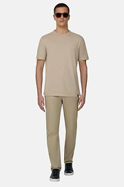 T-Shirt In Cotone Lino, Sabbia, thumb, 2