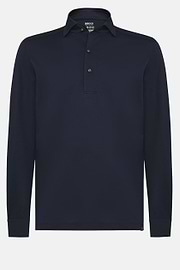Polo Aus Japanischem Jersey, DARK NAVY, hi-res