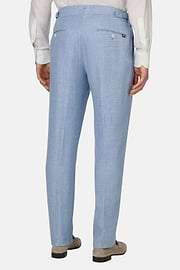 Pantaloni In Puro Lino, Azzurro, hi-res