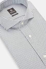 Slim Fit Striped Cotton Twill Shirt, Green, hi-res