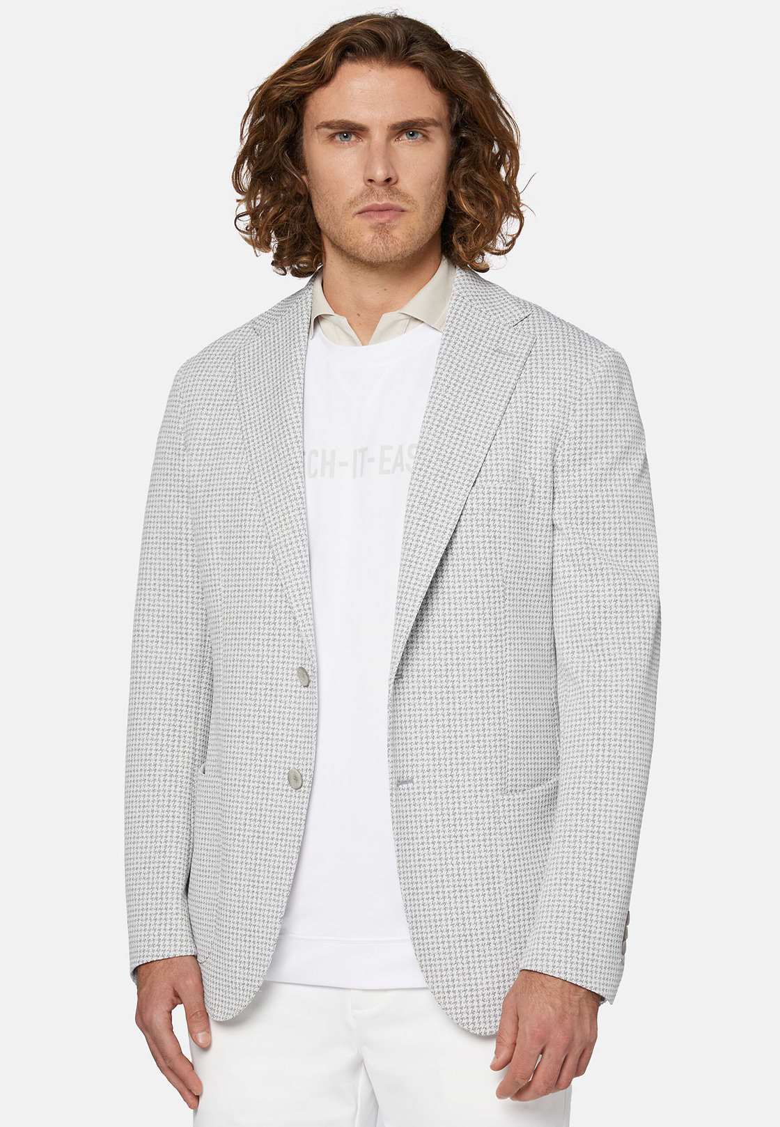 Light Grey Houndstooth B Tech Jacket, Light grey, hi-res