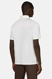 Polo In Misto Seta, Bianco, thumb, 3