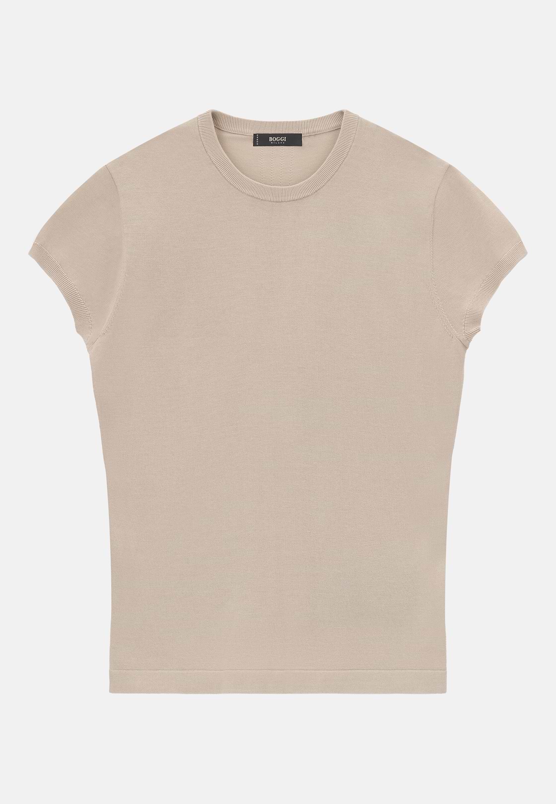 T-Shirt Aus Baumwoll-Seiden-Strick, Sand, hi-res, 5