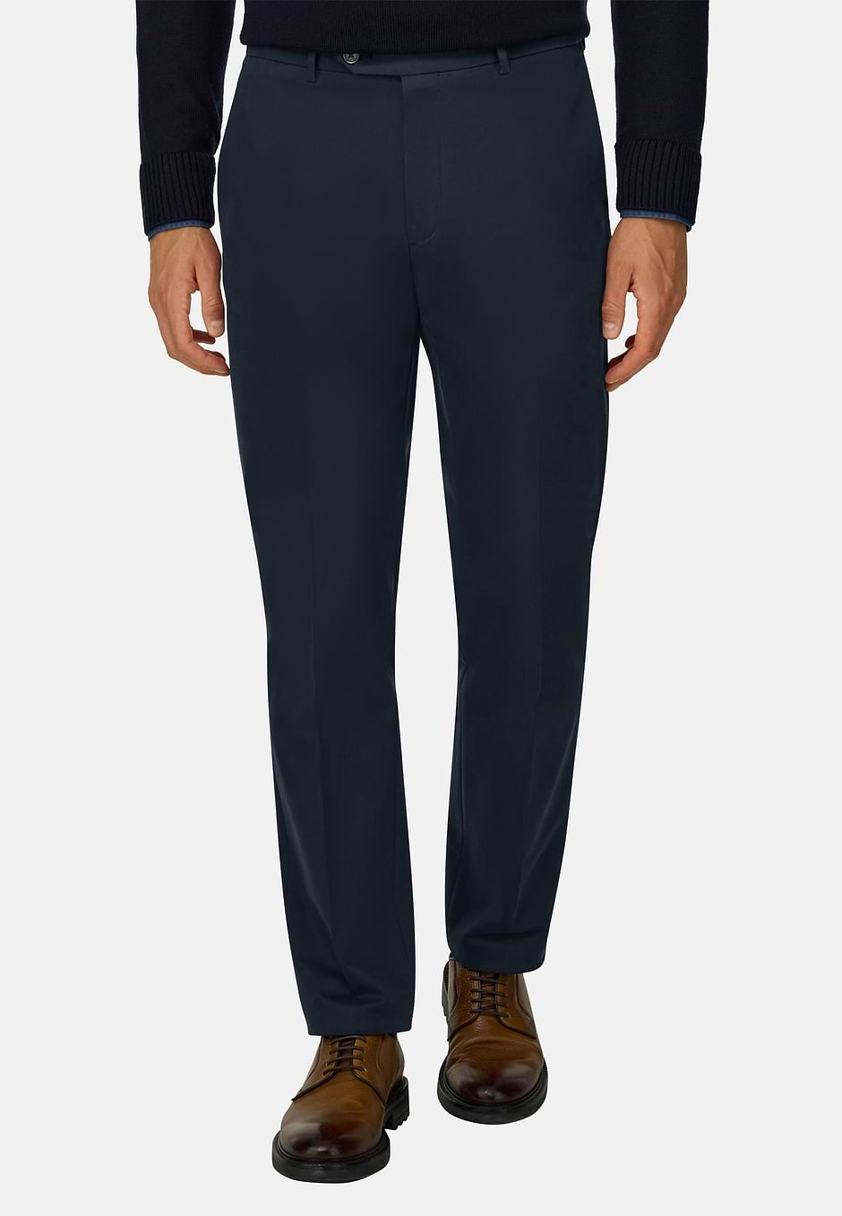 Trousers in Stretch Cotton Tencel® Modal, Navy blue, hi-res