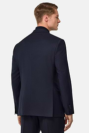 Anzug Mit Mirco-Resca Aus Reiner Stretchwolle, Navy blau, hi-res