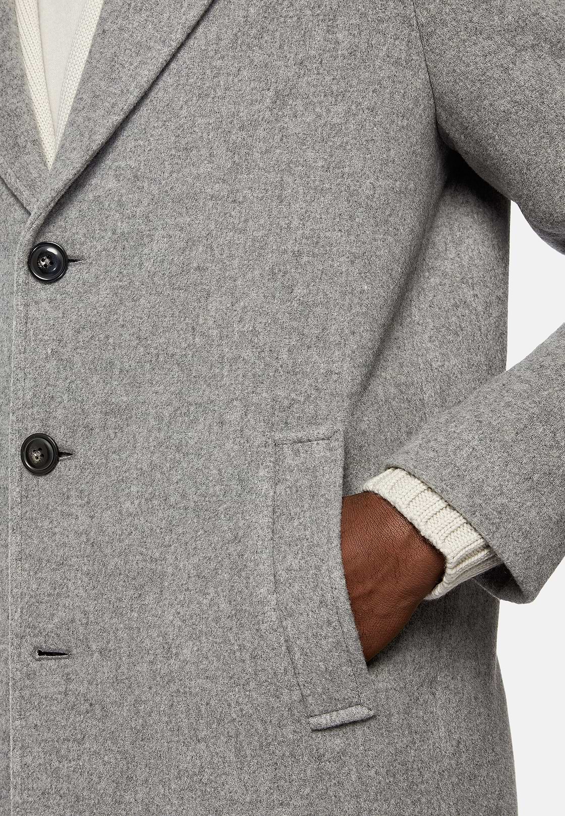 Single-breasted Wool Coat, Grey, hi-res