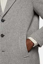Single-breasted Wool Coat, Grey, hi-res