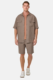 Linen Camp Overshirt, Taupe, thumb, 1