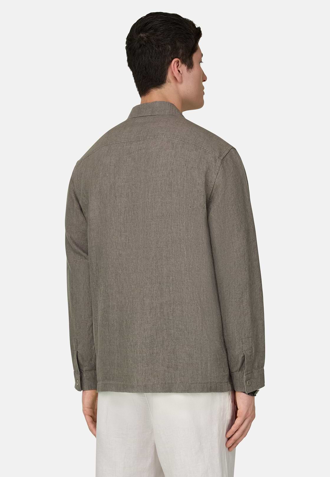 Link Shirt Jacket in Pure Washed Linen, Light Green, hi-res, 3