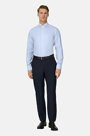 Camicia A Quadretti Di Cotone Slim Fit, Azzurro, thumb, 2