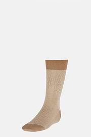 Socks with Micro Pattern in Organic Cotton, Taupe, hi-res