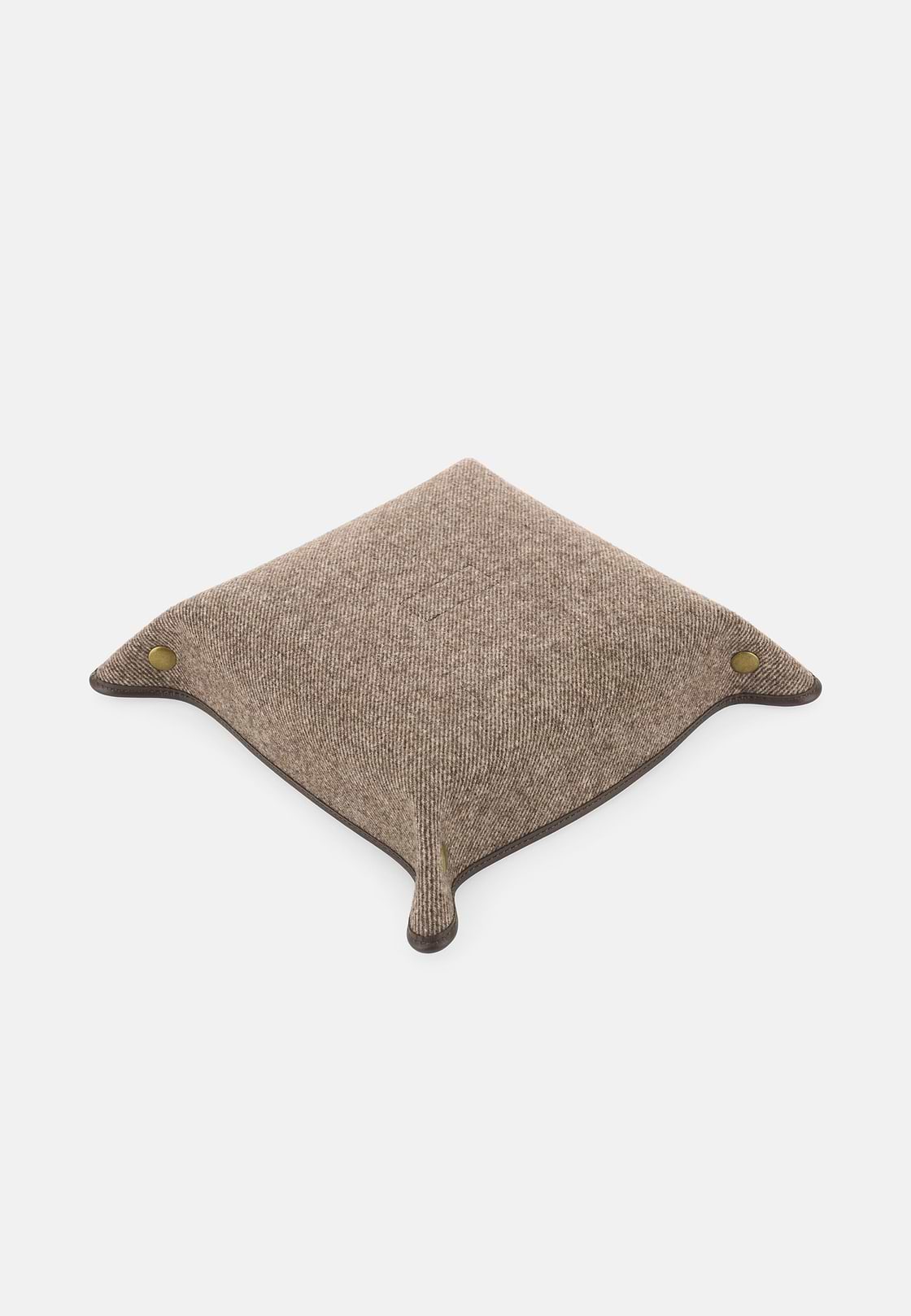 Valet Tray in Leather and Wool, Taupe, hi-res, 3