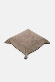 Valet Tray in Leather and Wool, Taupe, thumb, 3