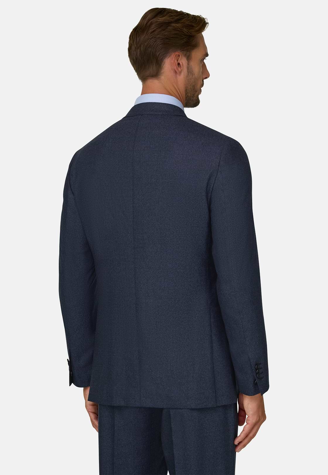Suit Herringbone in Wool Flannel, Blue, hi-res, 5