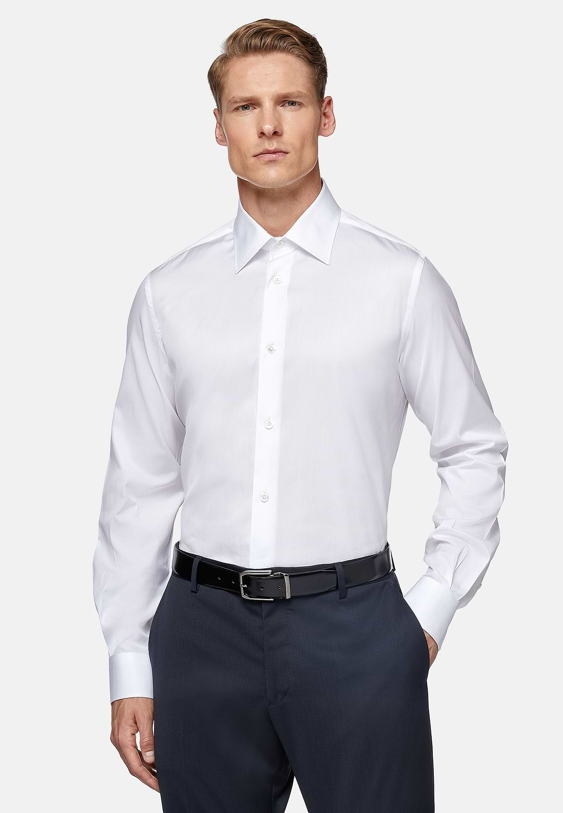 Regular Fit Cotton Twill Shirt, White, hi-res