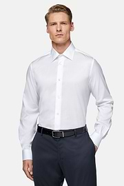 Chemise En Sergé De Coton Regular Fit, Blanc, hi-res