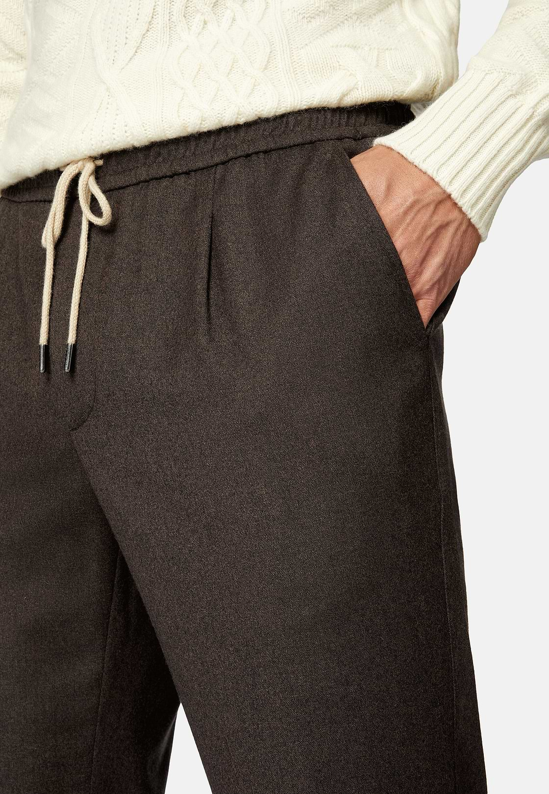 City Trousers in Flannel, Brown, hi-res