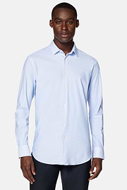 Chemise En Nylon Extensible Slim Fit, Bleu clair, hi-res