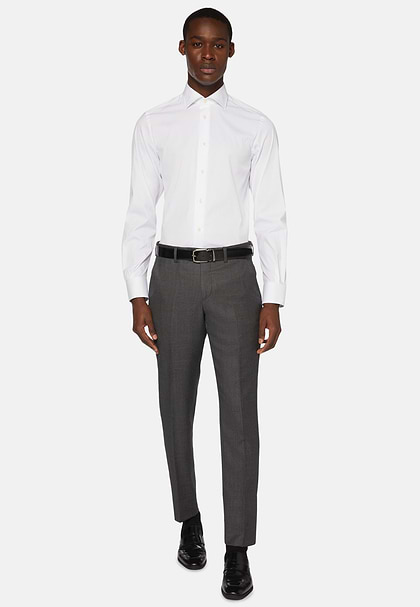 Men s Slim Fit White Shirt in Stretch Cotton Boggi Milano