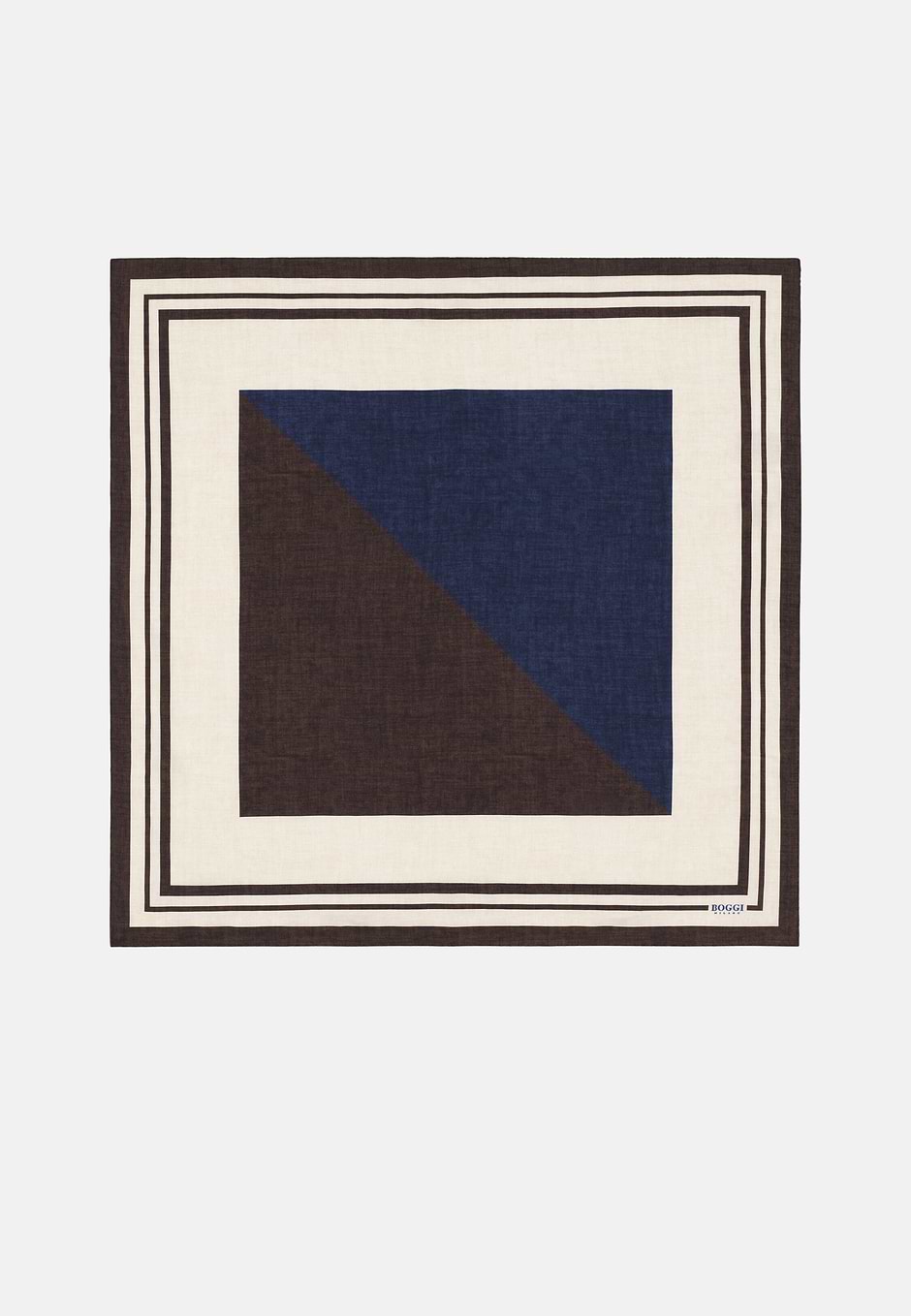 Bandana Motivo Color Block In Seta, Marrone scuro, hi-res