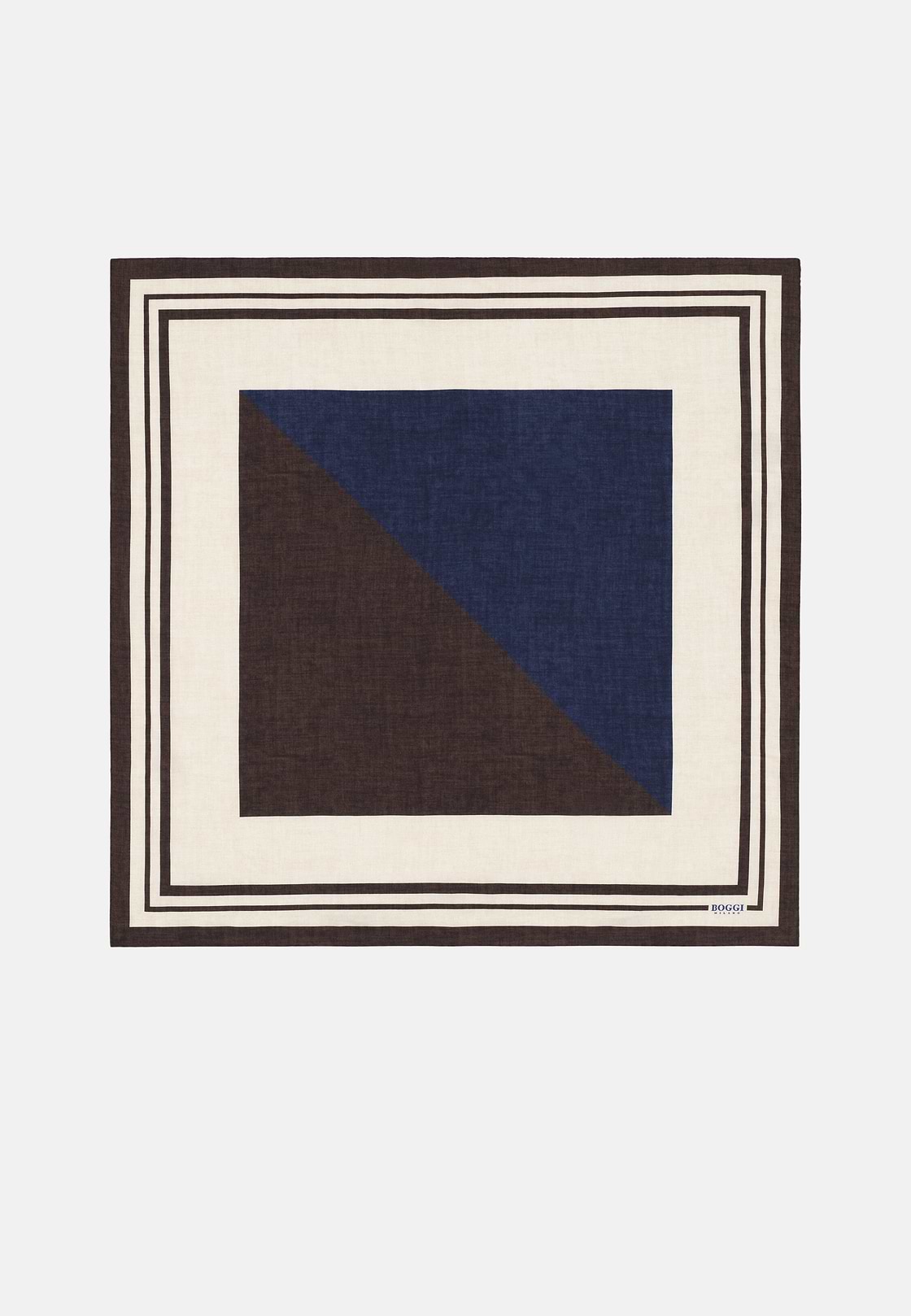 Colour Block Design Silk Bandana, Brown, hi-res, 1