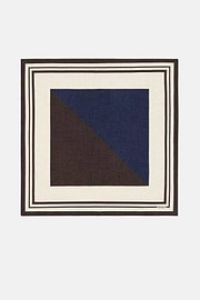 Colour Block Design Silk Bandana, Brown, thumb, 1