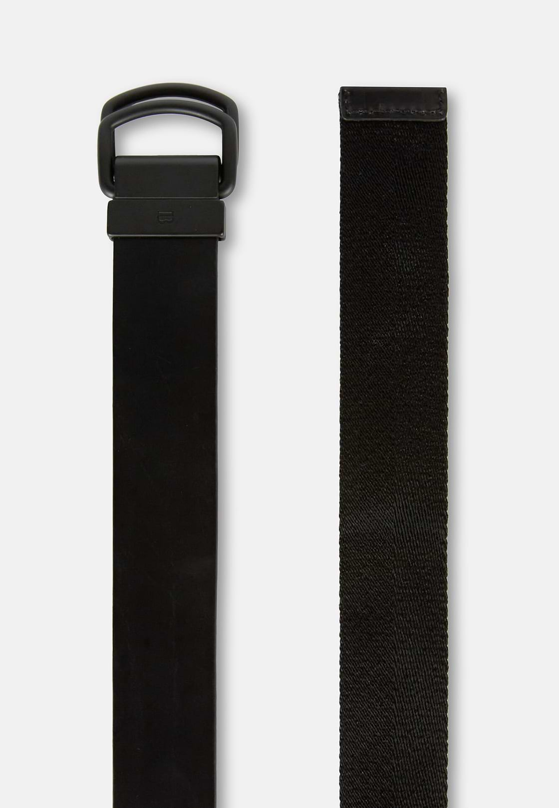 Leather Belt With Ribbon Trim, Black, hi-res