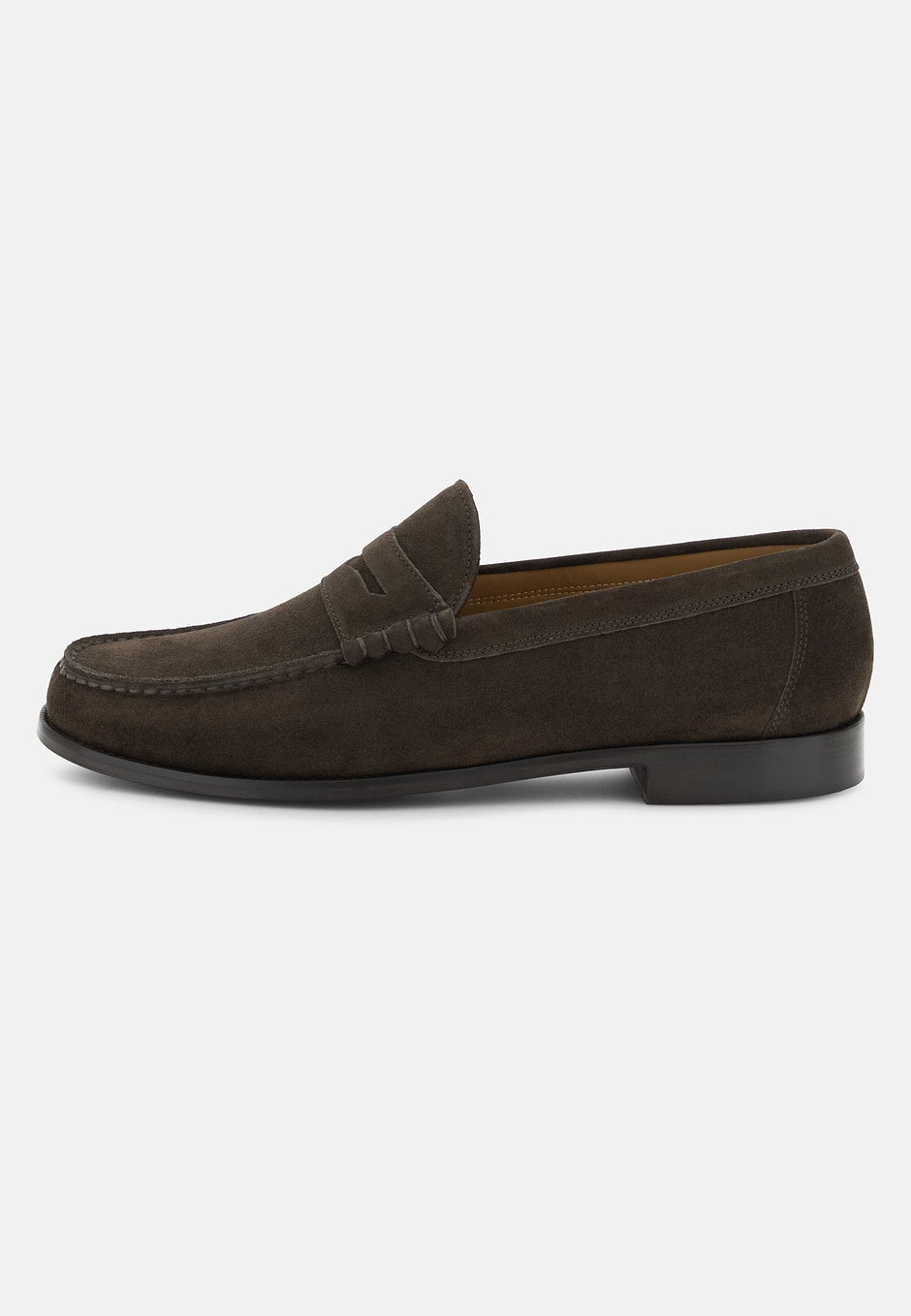 Suede Leather Loafers, Brown, hi-res