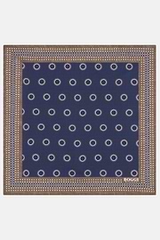 Silk Pocket Square With Medallions Pattern, Navy blue, thumb, 2