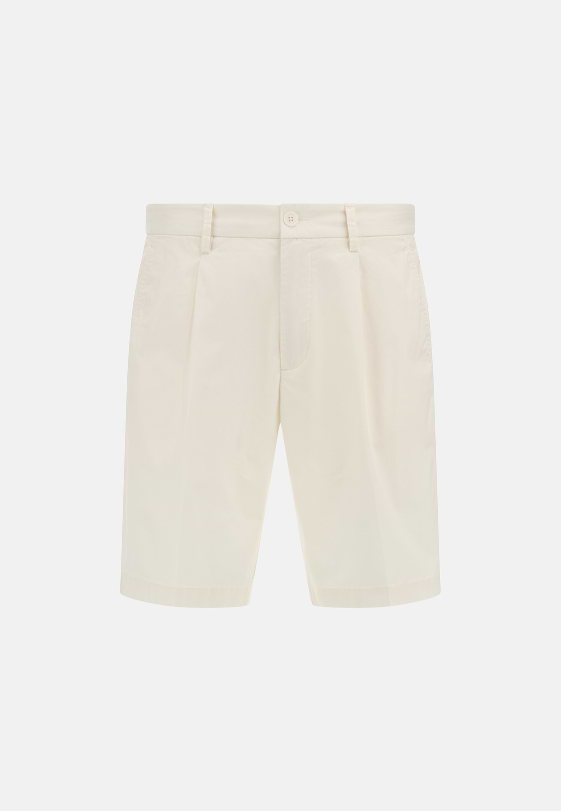 Stretch Cotton Bermuda Shorts, White, hi-res