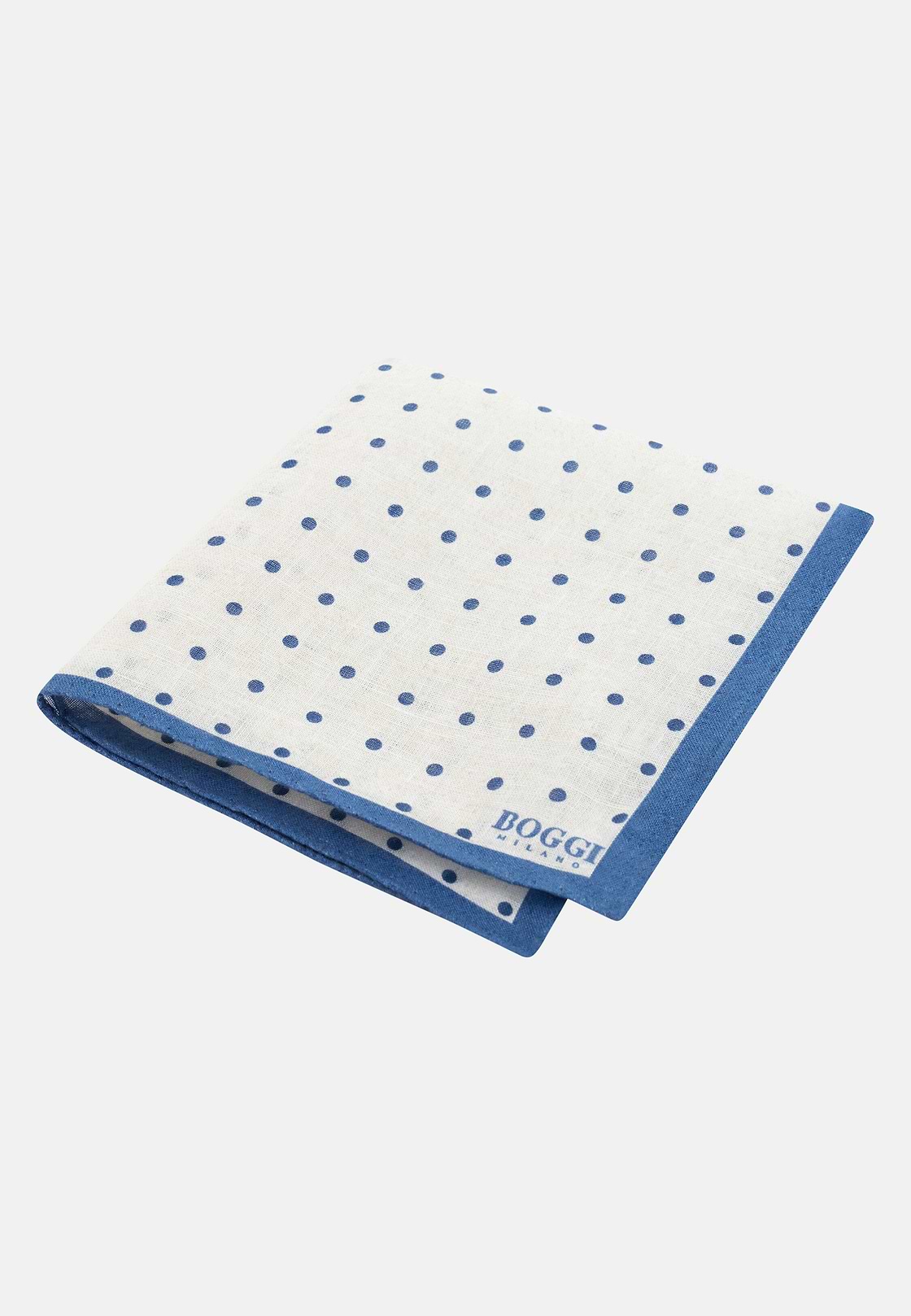 Polka Dot Linen Pocket Square, Blue, hi-res, 1